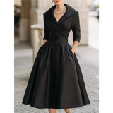 Women's Spring And Autumn Temperament Collar Waist Dress Thin Elegant Ladies