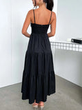 Women's New Slings Solid Color Waist Dress Low Breast Elegant Women's Big Skirt