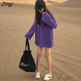Sleeve T-shirts Women Spring Solid Long-style Loose Ins Basic Ins Casual Fashion Female T-shirt Simple All-match Korean