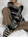 Oversized Stripe Jumper Knit Sweater- Outfit