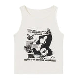 Gothic Punk Printed Rib Crop Tank TopOutfit