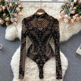 Zingj Sexy See-Through Long Sleeve Slim Bottom Top