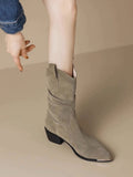 Boots Frosted Folding Pile Boots Women Spring And Autumn New Fashion Sexy Coarse And Pointed West Boots