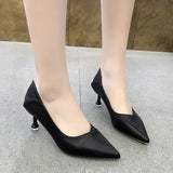 Women's Fine Heel 2025 Spring And Autumn New Women's Shoes Black French Pointed Single Shoes Professional Temperament Working