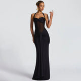 New Female Temperament Folding With Long Skirt Fashion Hanging Neck Sexy Bag Hip Dress