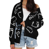 Long-Sleeved Knitted Autumn And Winter New Coat Loose Cartoon Dinosaur