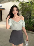 Xixi 13 Line 2025 Spring New Pearl Pure Color Loose Shirt Long-Sleeved Top Women