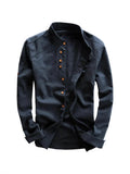2025 New Men's Casual Linen Shirt Gentlemen's Wind Collar Wish Cotton