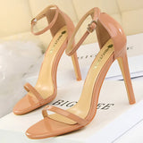 Shoes Pu Leather High Heels 2022 New Women Heels Sexy Stiletto Heels 11 Cm Party Shoes Color Matching Women
