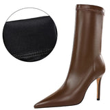 Shoes Leather Boots Women Ankle Boots Autumn Winter Boots Women High Heels Short Boots Ladies Booties Chaussures
