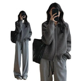 Woman Retro Hong Kong Flavor New Chic Korean Version Of The Collar Zipper Knitted Open Shirt Lazy Wind Loose Thick
