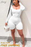 Ribbed Knit Long Sleeve Bodycon Romper One Piece Outfits Sexy Jumpsuit Playsuits 2023 Fashion Women Clothing