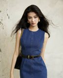 Temperament Sleeveless Denim Dress With Hip Dress Women's Summer 2025 New Waist-Skinny French Vest
