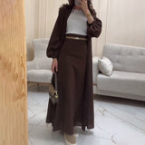 Women's Dress Ribbon Bubble Sleeve Middle East Dubai Elegant Cardigan Tying Bra Strap Half Body Two-Piece