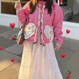 Explosion Women's Autumn And Winter New Street Fashion Splicing Lattice Cotton