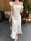 Special Price Does Not Return] Xiu Xixi 2025 Summer Out-To-Shoulder Flower Dress High-End Long Dress