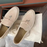Shoes Women 2025 Spring And Autumn New Tuxedo Buckle Lazy Shoes Anti-Slip Casual Sole Single