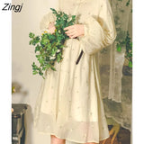 Autumn Sweet Vintage Floral Dress Women Elegant Princess Party Korean Fairy Dress Female Court Retro Puff Sleeve Mini