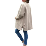 Autumn And Winter New Women's Collar Solid Color Casual Bow Hair Coat Women's