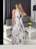 Women's Digital Print V-Neckless Sleeveless