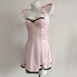 Style Collar Wave Point Sling Dress Woman 2025 New Summer High-End Feeling Waist-Back Sling Bow