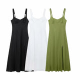 New Solid-Colored Shoulder Strap Dress
