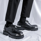 Zingj Niche Commuter Derby Shoes Tide British Men And Women Round Head Thick Platform Increased Versatile Casual Leather Shoes