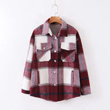 Autumn Women's Wear Urban Leisure Woolen Plaid Shirt