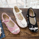 Zingj Cloth Shoes Women's Shoes Embroidered Shoes Low Heel One-Word Button Summer Women's Singles