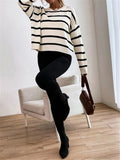 Fall Loose Round-Neck Striped Knitted