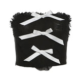 Spring 2024 New Women's Chic Sexy Bow Bow Tight Love Lotus Leaf Side