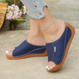 Thick-Bottomed Casual Slippers Women 2025 New Summer Word Solid Color Simple Fashion Fish Mouth