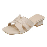 Gentle Wind Woven Slippers Women Wear 2025 Summer New Hollow Square Word High-Slip