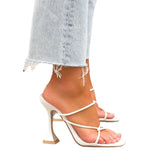 New Large-Size Thin And Stylish Square High-Heeled Shoes One-字字 Slipper