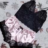 Hot Selling Lace Pajamas Two-Piece Lace Sling Perspective V-Neck Pajamas