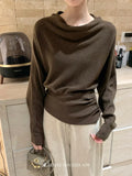 Xixi 2025 Autumn New White Label Elegant High-Collar Knitted Shirt With Long-Sleeved Top Sweater Female