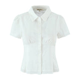 Women's Clothing 2025 Summer Splicing Lace Check-Shirt + Short Skirt Suit Women