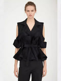 Temperament Commuter Wind Shirt 2025 Autumn New Design Sense Sleeveless Vest Flounce Lace Shirt