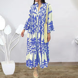 Large-Size Women's New Temperament Printed Shirt Dress Bohemian