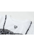 Style Fake 2 Piece Irregular Suspender T Shirt Women Summer 2023 Casual O Neck Short Sleeve Back Hollow Design Lady