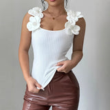 Three-Dimensional Flowers Elegant Spring And Summer Knitted
