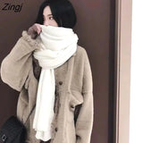 Women Scarves Solid Winter Soft Korean Style Outdoor Trendy Warm All-match New-arrival Hot Selling Female Couple Thickening