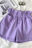 Summer Elegant High Waist Shorts Women Casual Solid Wide Leg Loose Cotton Short Pants With Belt Korean Sweet