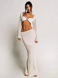 New Tethered Long-Sleeved Ass Casual Knitted Long Dress Set Beach Burqa