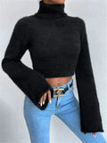And Winter New Women's Sweater High-Neck Short-Sleeved Long-Sleeved Solid Anti-Sting Knitted