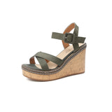 Zingj New Heel One Word Button Suede Exposed Toe Sandals Women's Waterproof Ighten Belt Buckle Women's