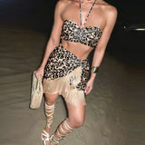 Hanging Neck Smeared Chest Split Beach Set Tuxedo Skirt 2025 New Summer Resort