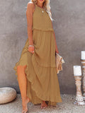 Summer New Holiday Wind Lotus Leaf Side Long Dress Swing Flowing Beach Dress