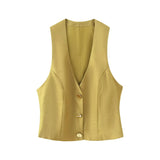 Summer New Women's Gold Button Dress Silk T-Sense Trousers Suit