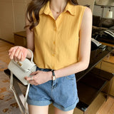 Style Summer Solid Color Basic Vest Vest Women Wear A Shirt Sleeveless Chiffon Bottom Inside The